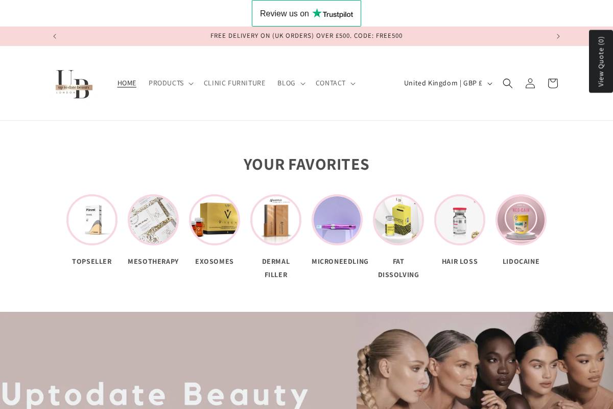 uptodatebeauty homepage screenshot