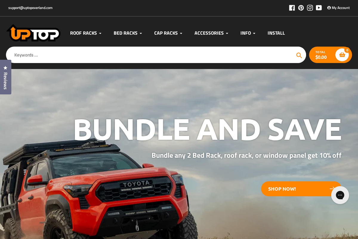 upTop Overland homepage screenshot