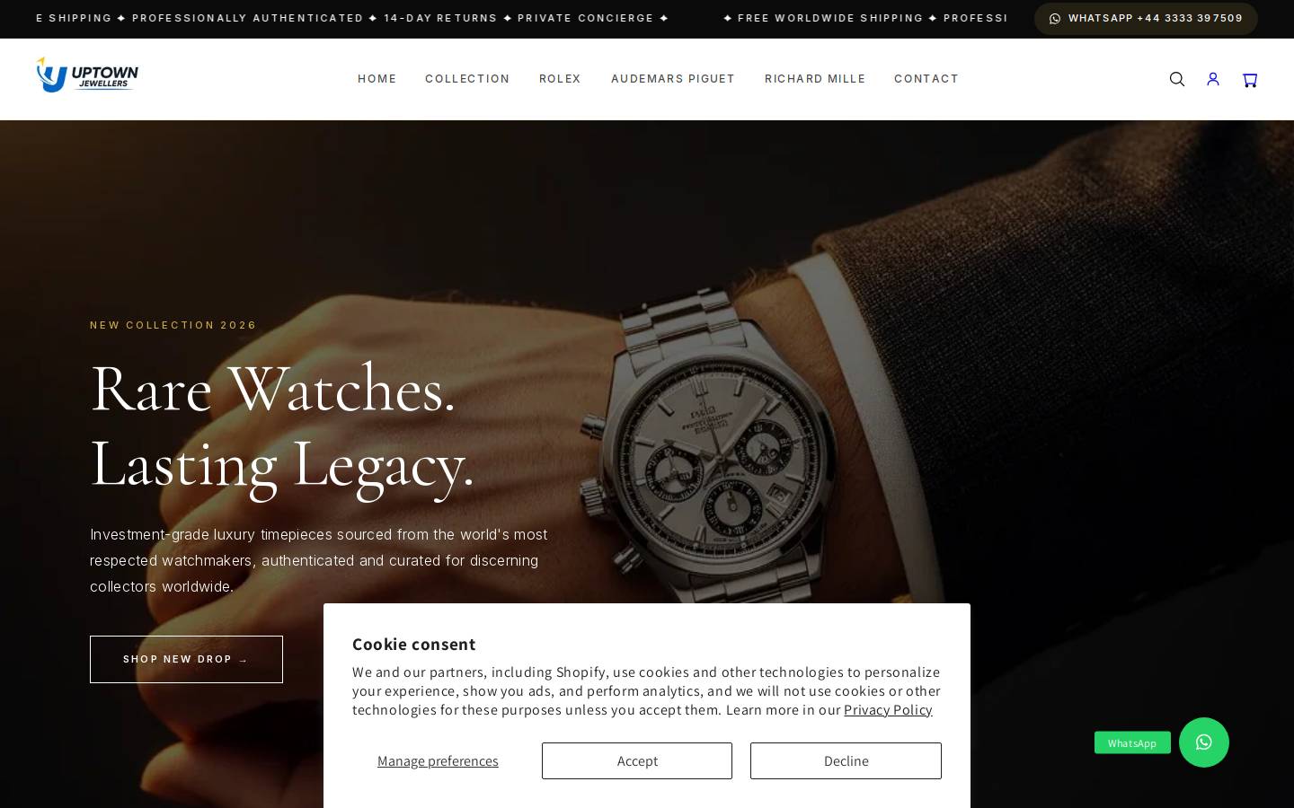 uptownjewellers.com homepage screenshot
