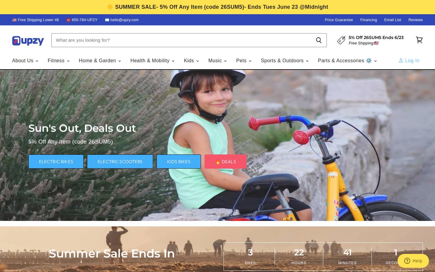 Upzy homepage screenshot
