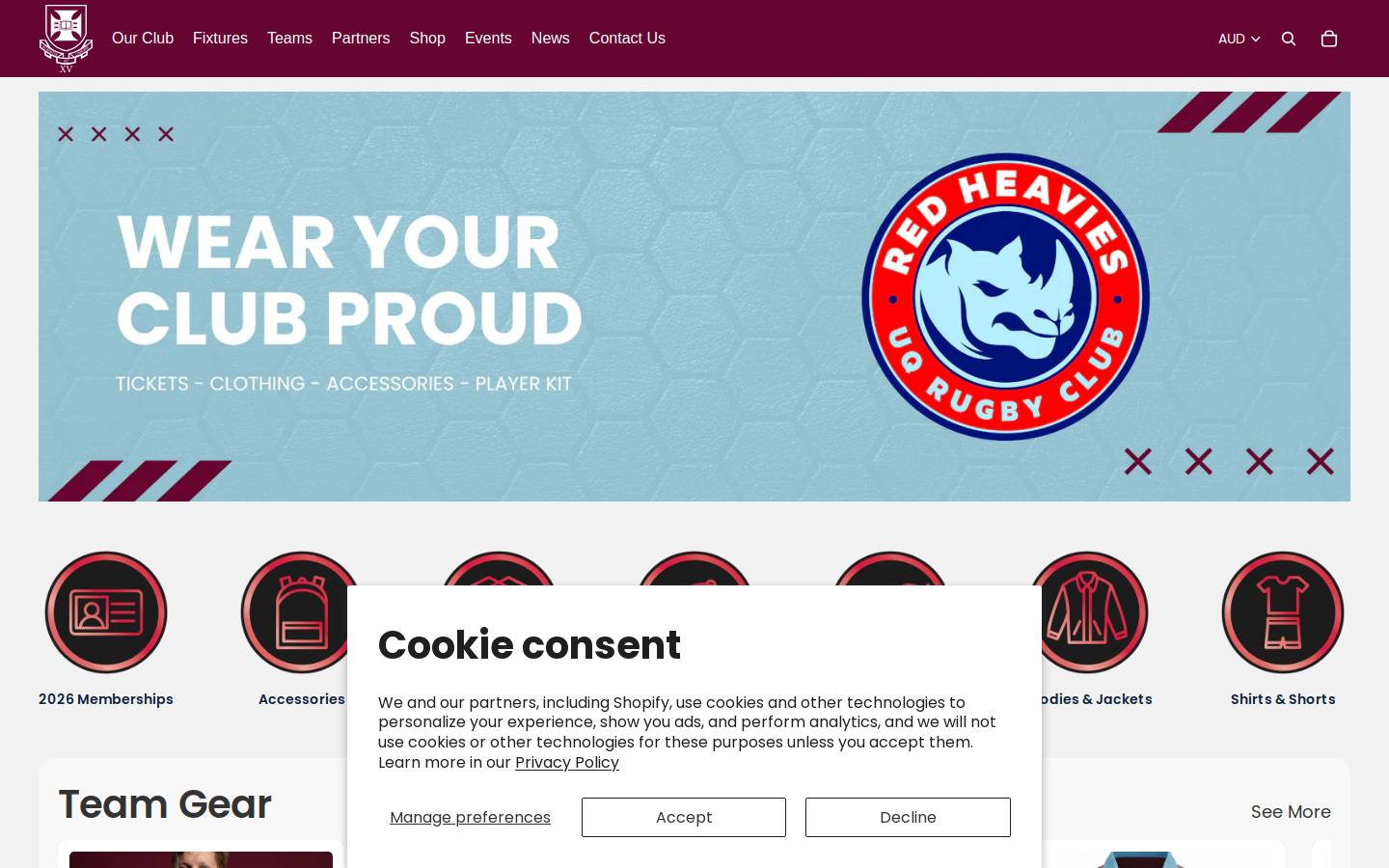 uqrugby.shop homepage screenshot