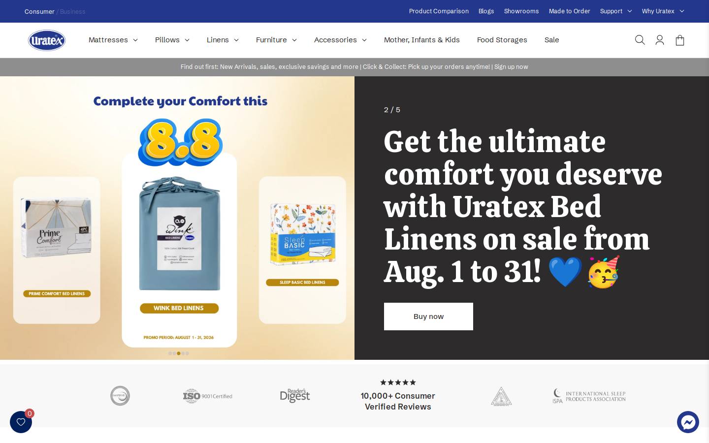 uratex.com.ph homepage screenshot