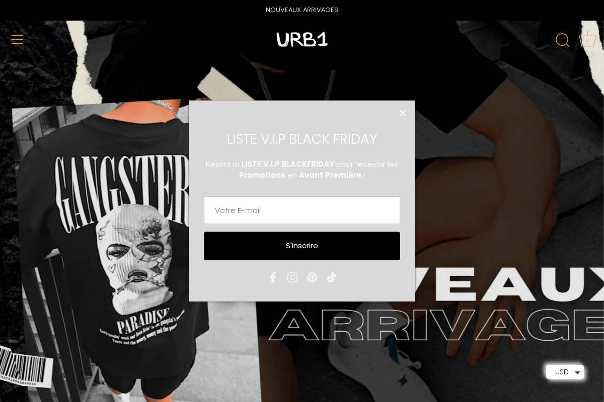 urb1-vetements-streetwear.com homepage screenshot