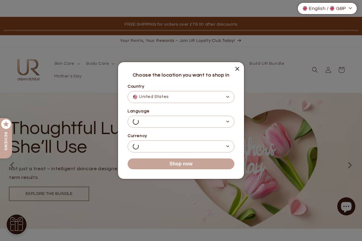 urban-retreat.com homepage screenshot