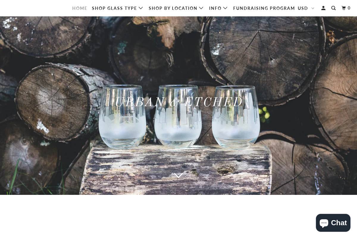 Urban and Etched homepage screenshot