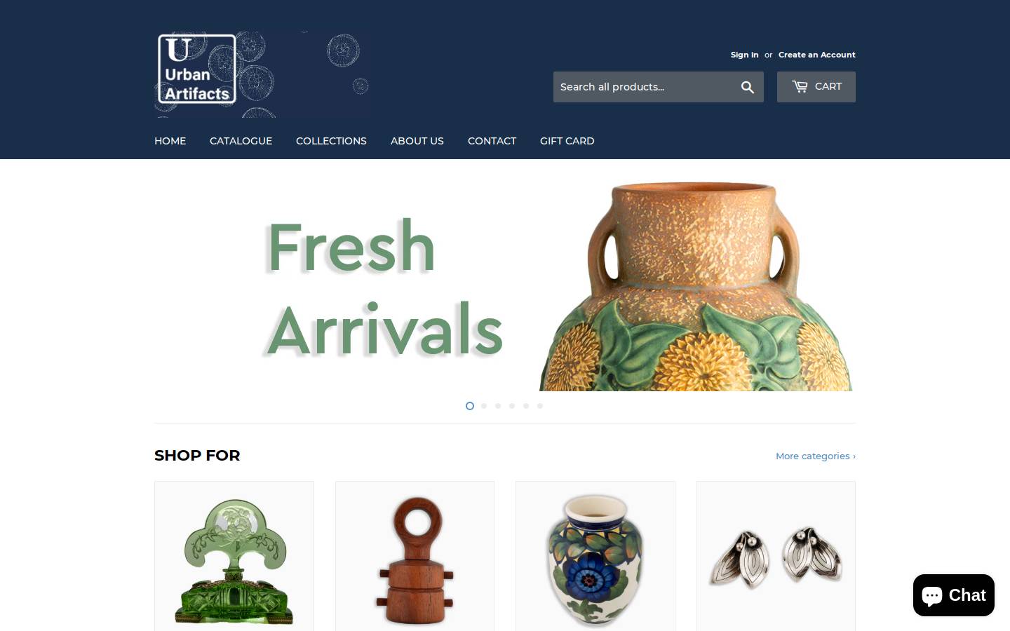 urbanartifacts.ca homepage screenshot