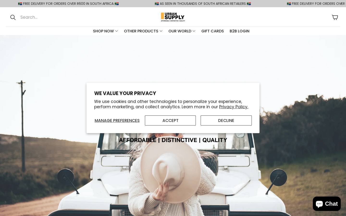 urbanbeachclothing.co.za homepage screenshot