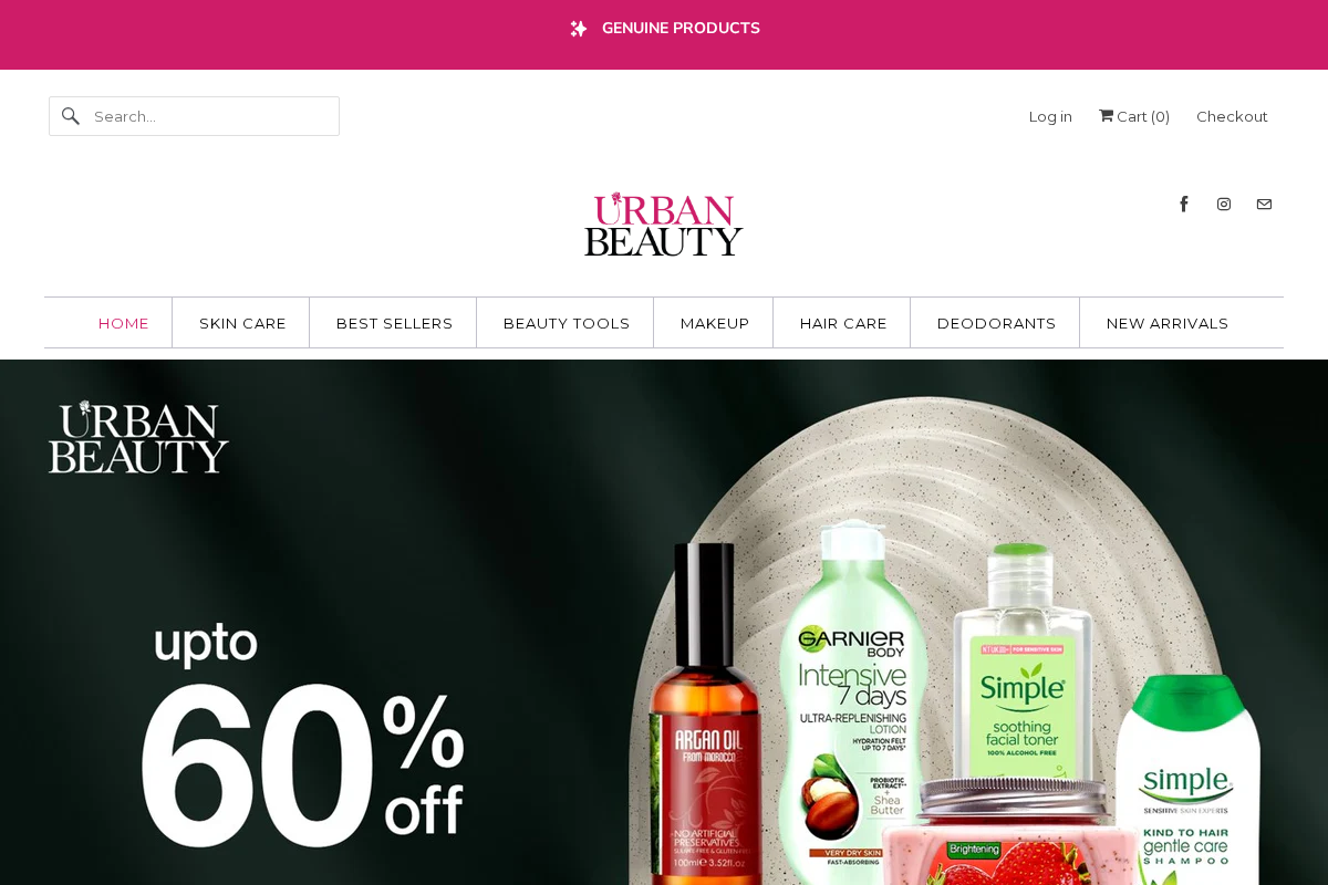Urban Beauty homepage screenshot