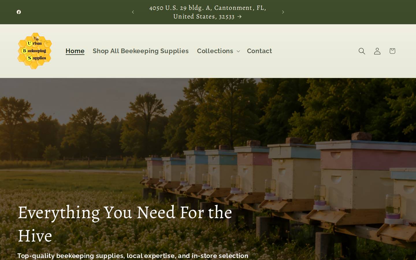 urbanbeekeepingsupplies.com homepage screenshot