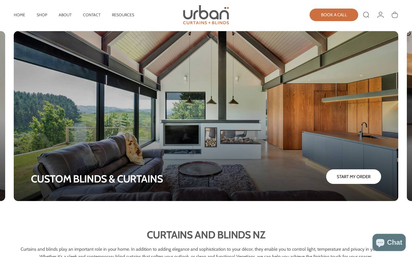 urbanblinds.co.nz homepage screenshot
