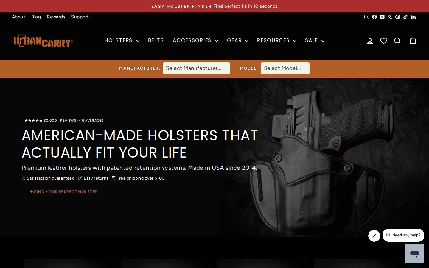 urbancarryholsters.com homepage screenshot
