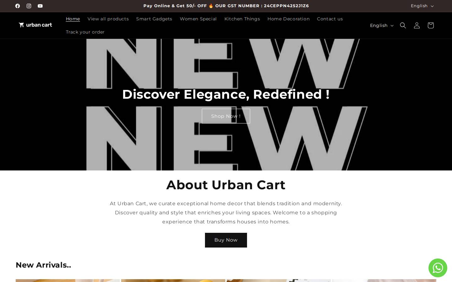urbancart.online homepage screenshot