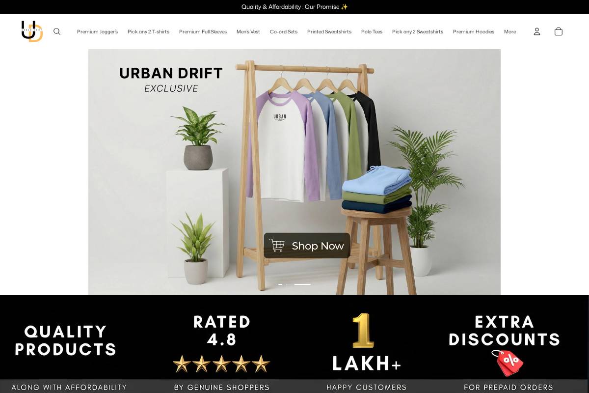 Urbandrift homepage screenshot
