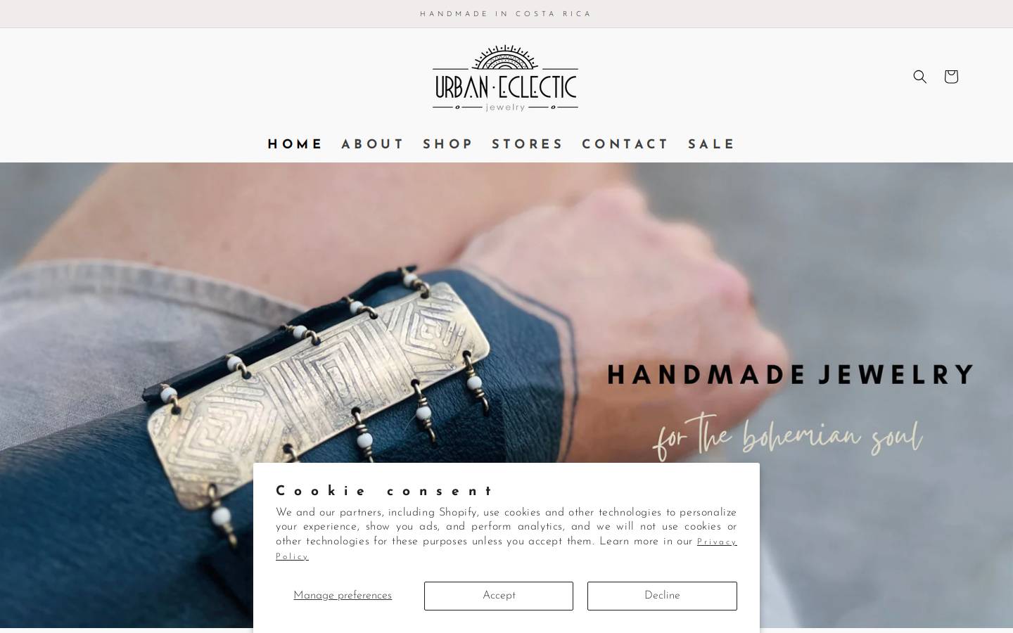 urbaneclecticjewelry.com homepage screenshot