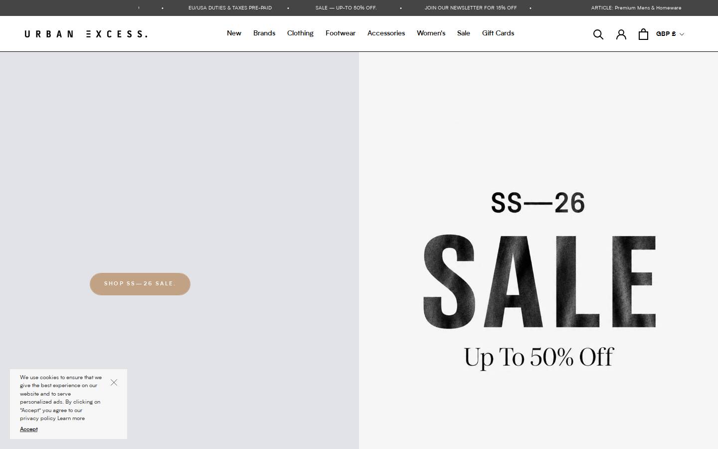 Urbanexcess homepage screenshot