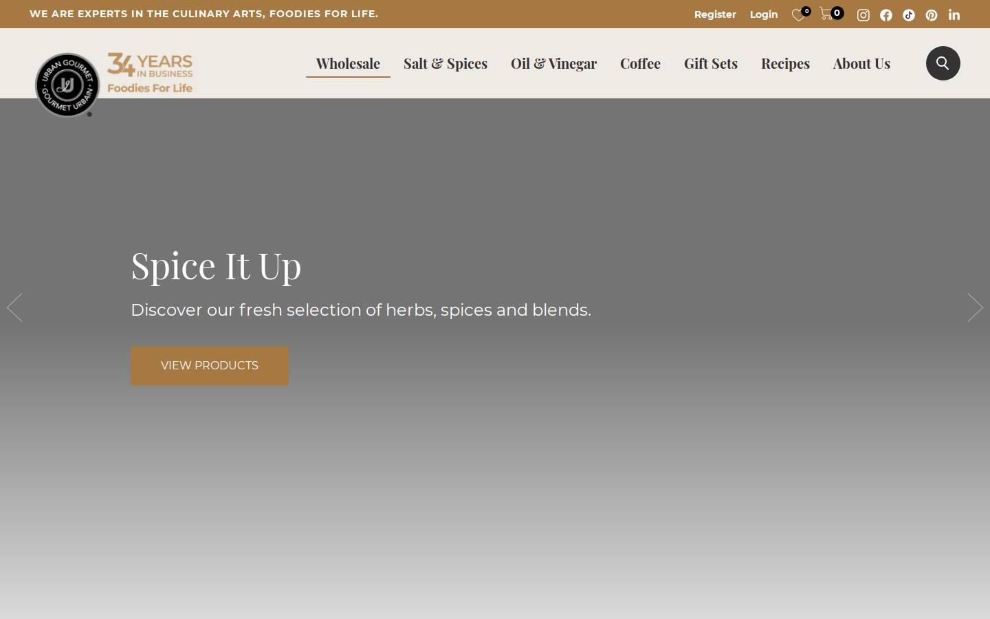 urbangourmetonline.com homepage screenshot