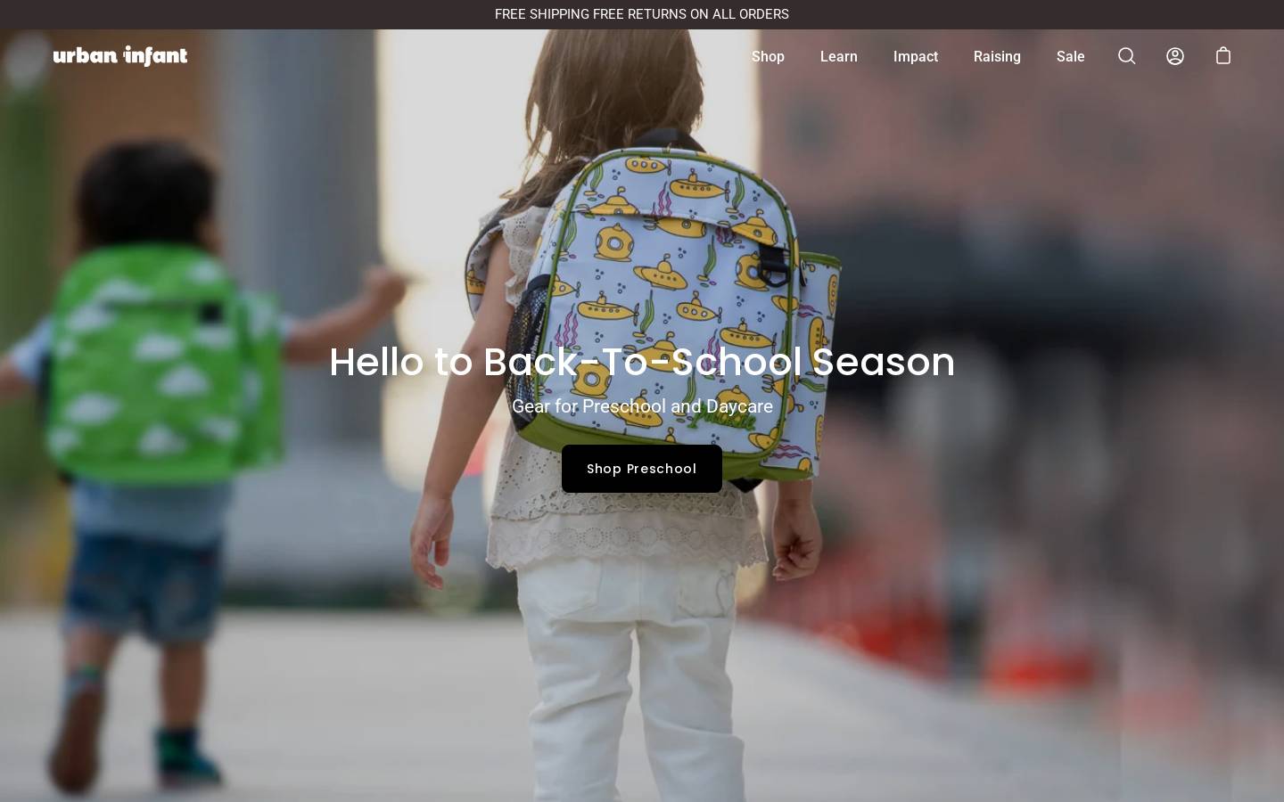 urbaninfant.com homepage screenshot