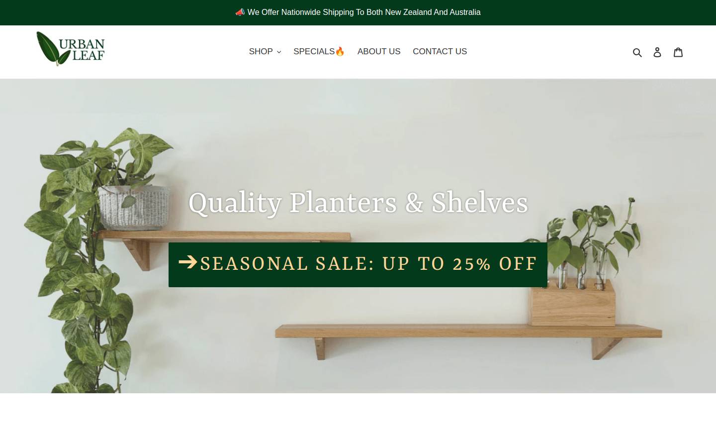 urbanleaf.co.nz homepage screenshot