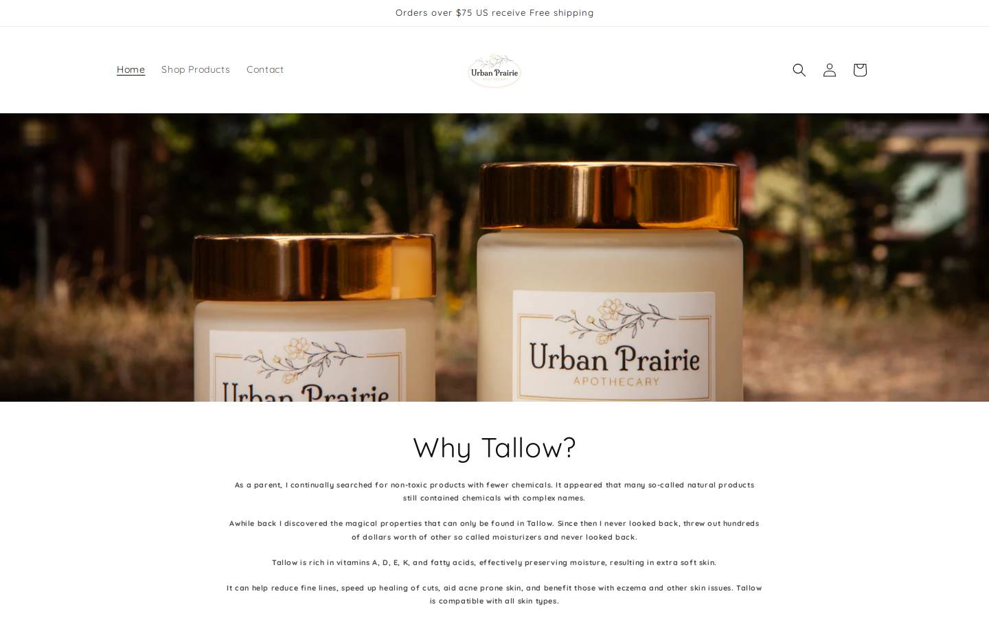 urbanprairieapothecary.com homepage screenshot