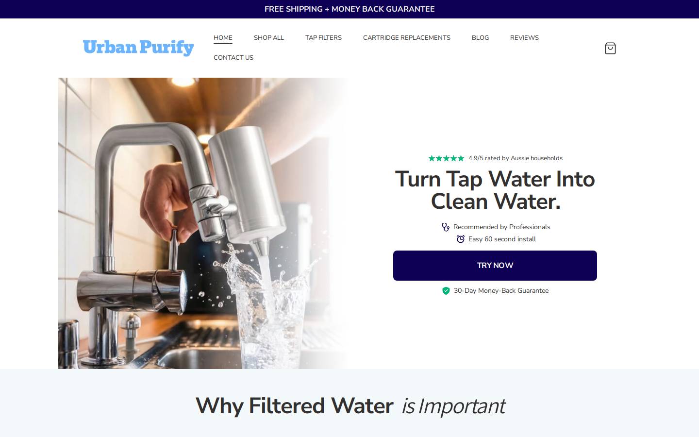 urbanpurify.com homepage screenshot