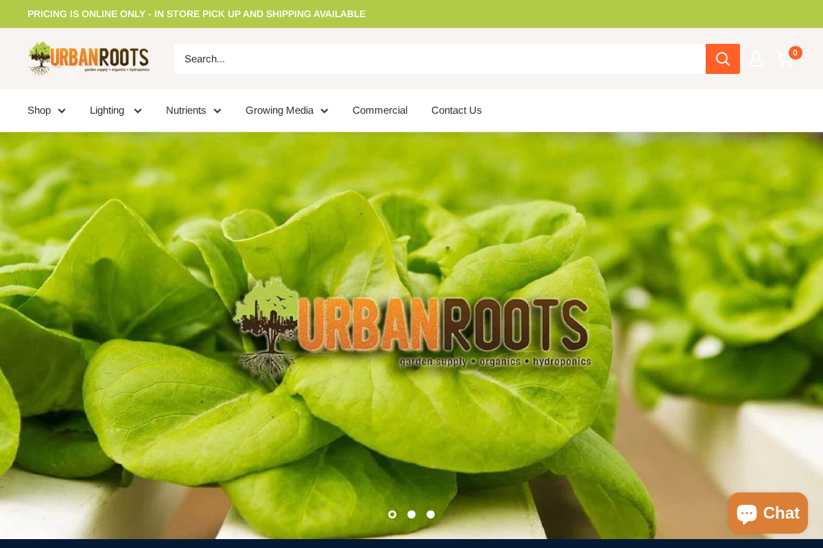 Urban Roots Garden Supply homepage screenshot