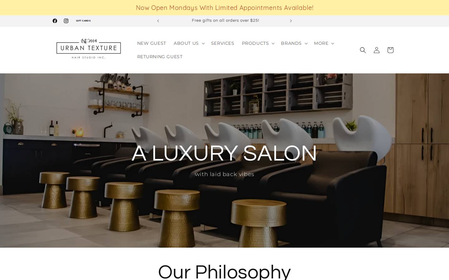 urbantexturehairstudio.com homepage screenshot