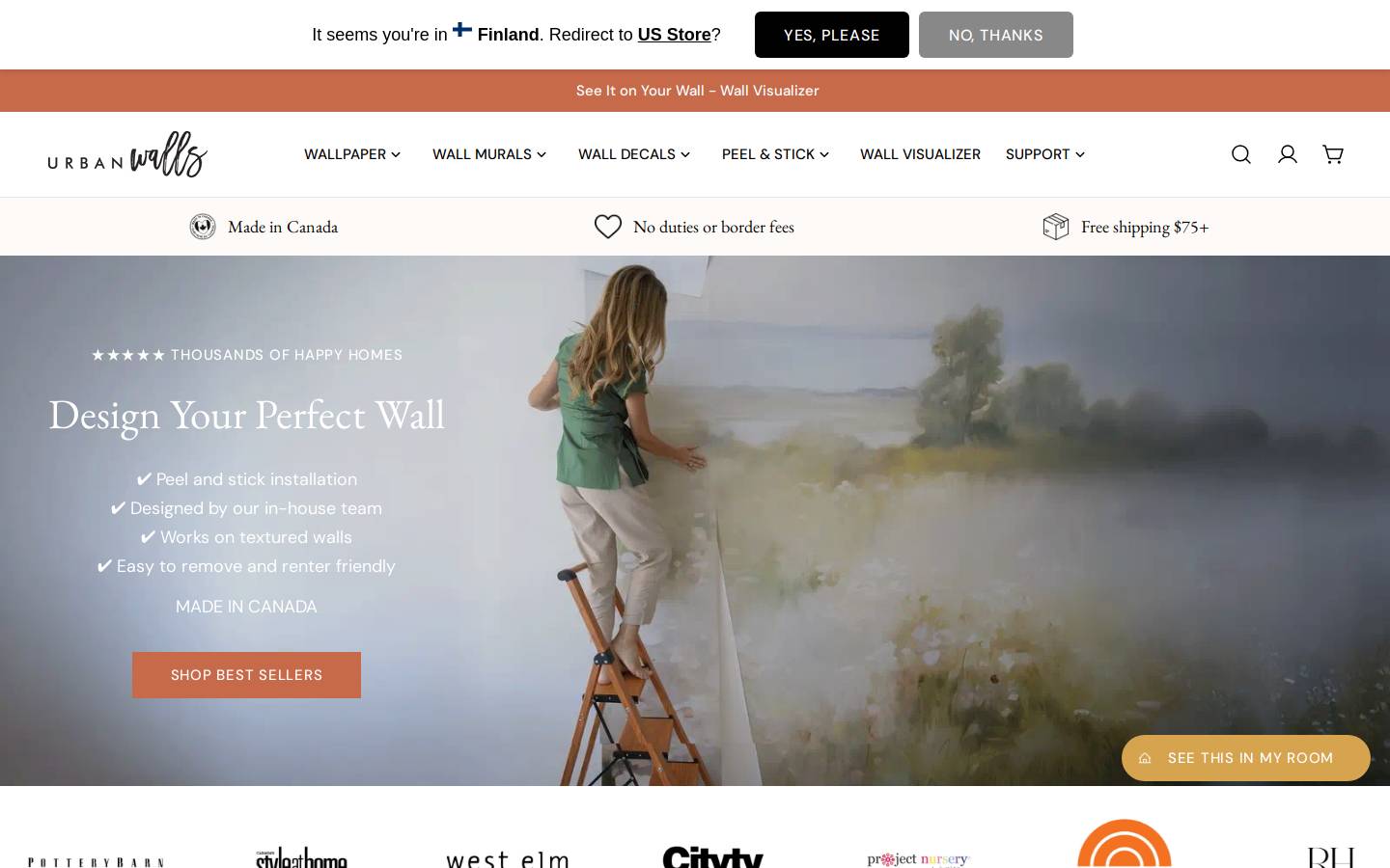 Urbanwalls homepage screenshot