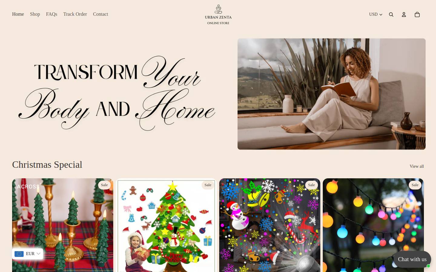 urbanzenta.com homepage screenshot