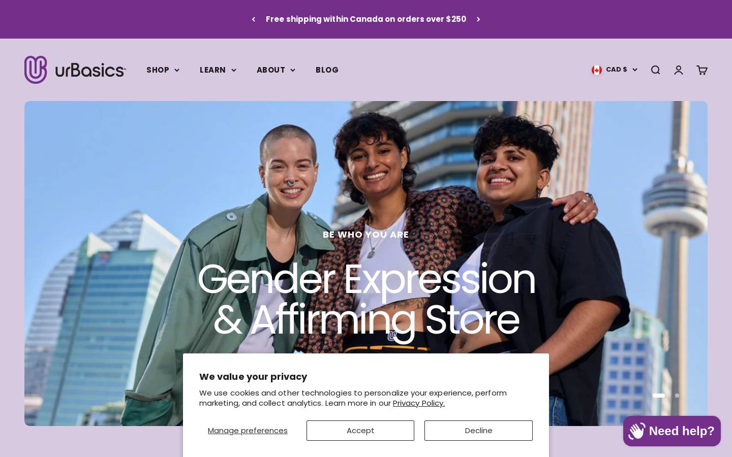 urbasics.ca homepage screenshot