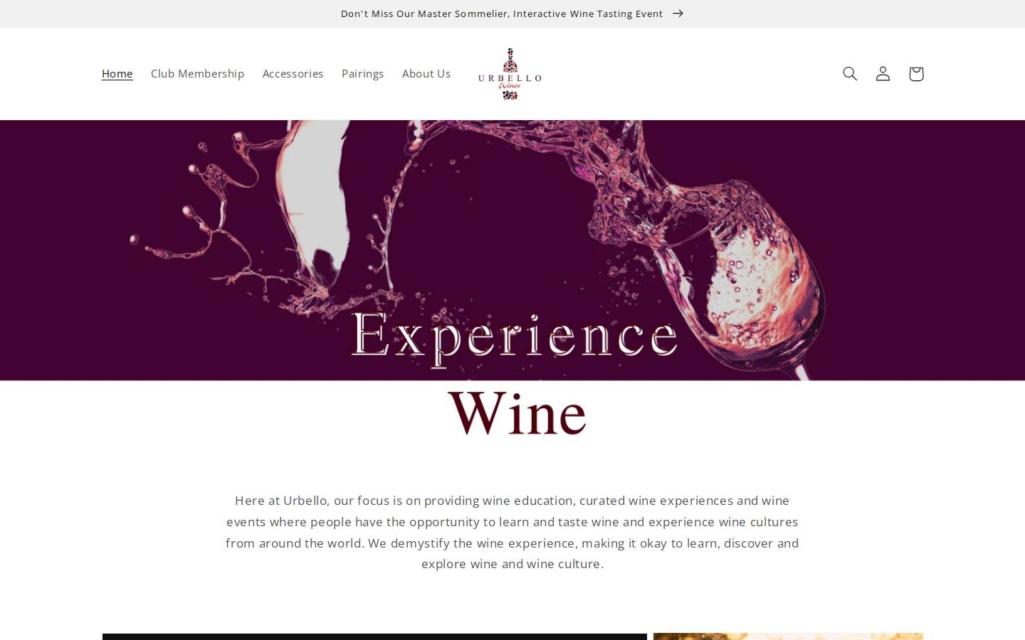 urbellowines.com homepage screenshot