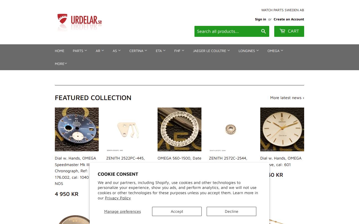 urdelar.se homepage screenshot