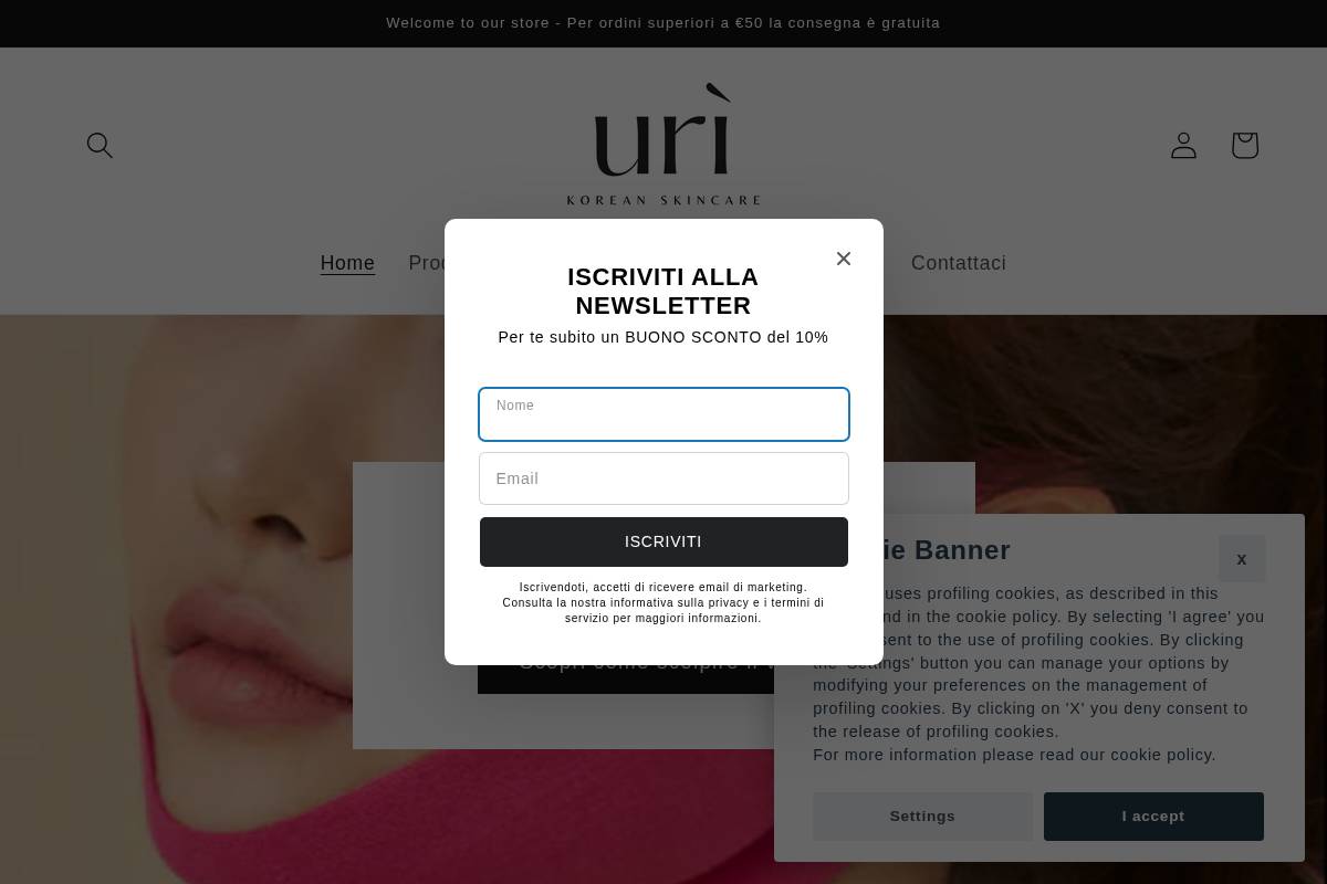 Urì Korean Skincare homepage screenshot