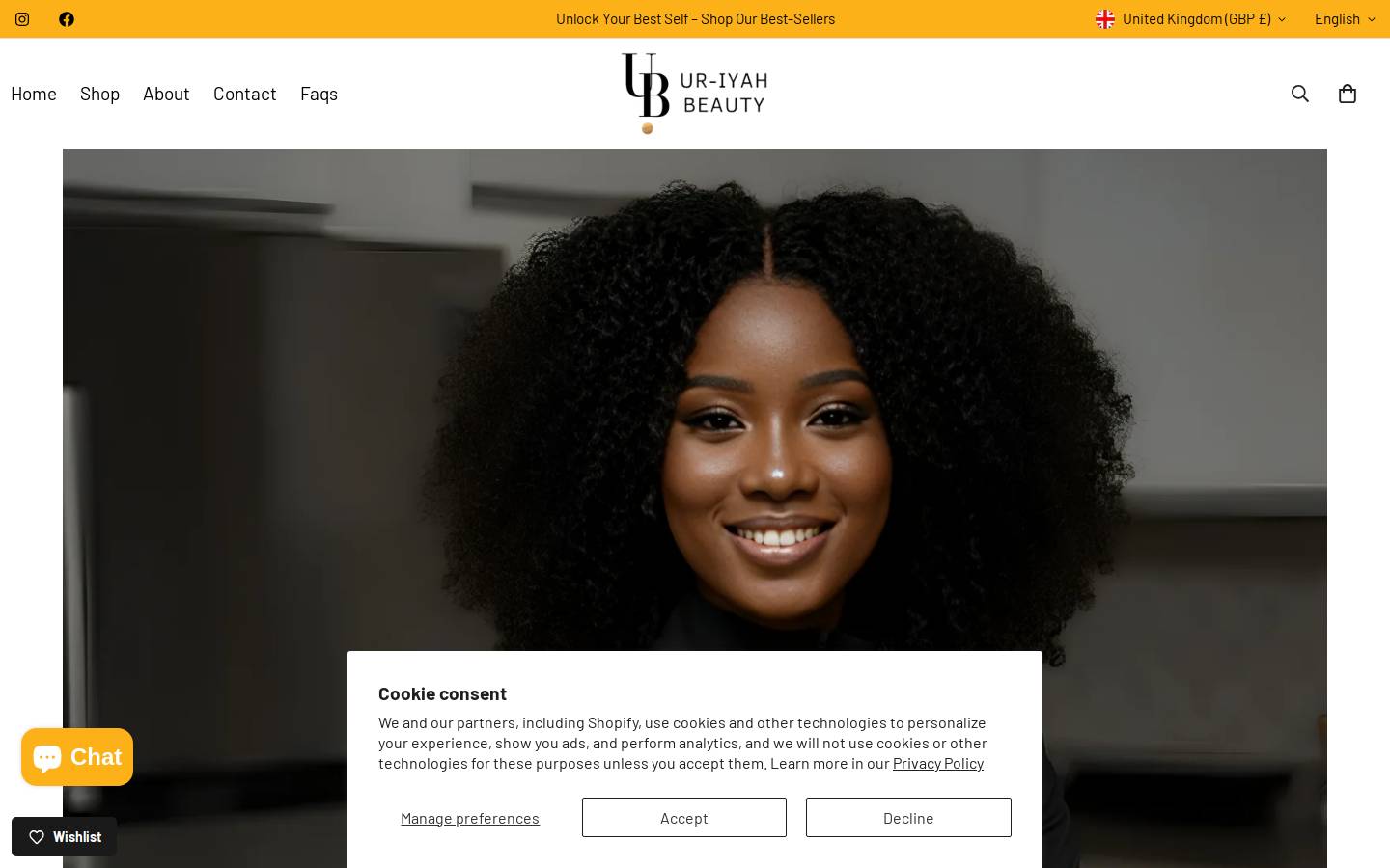 uriyahbeauty.com homepage screenshot