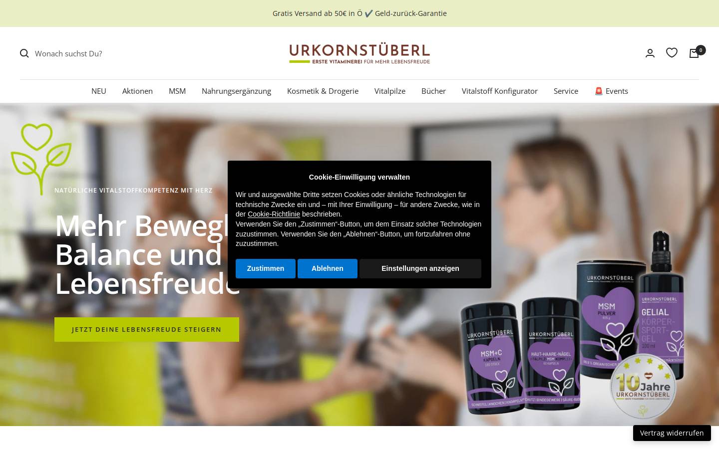 Urkornstüberl - 1. Vitaminerei für mehr Lebensfreude homepage screenshot