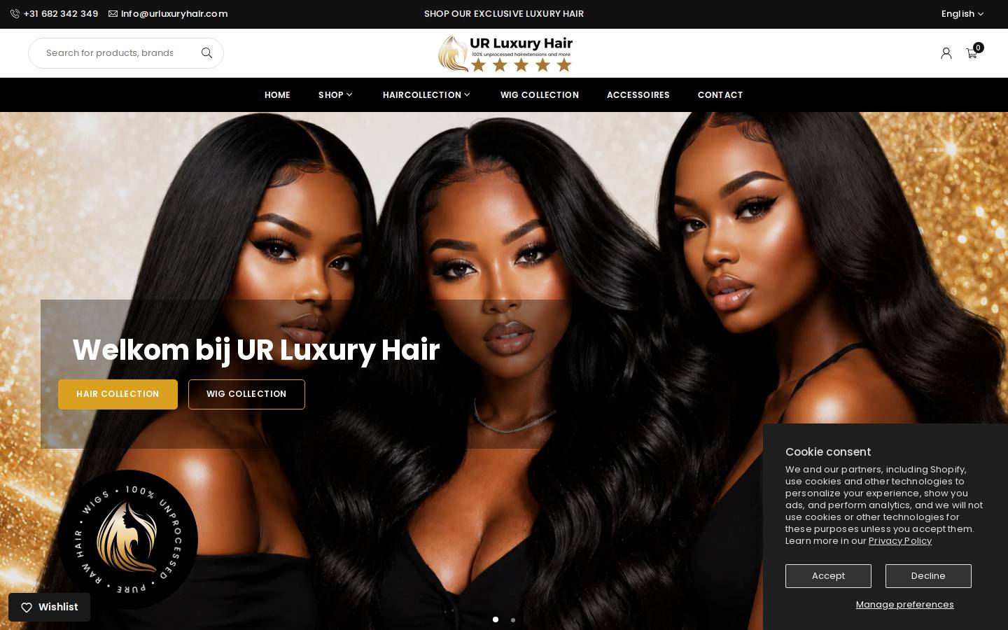 urluxuryhair.com homepage screenshot