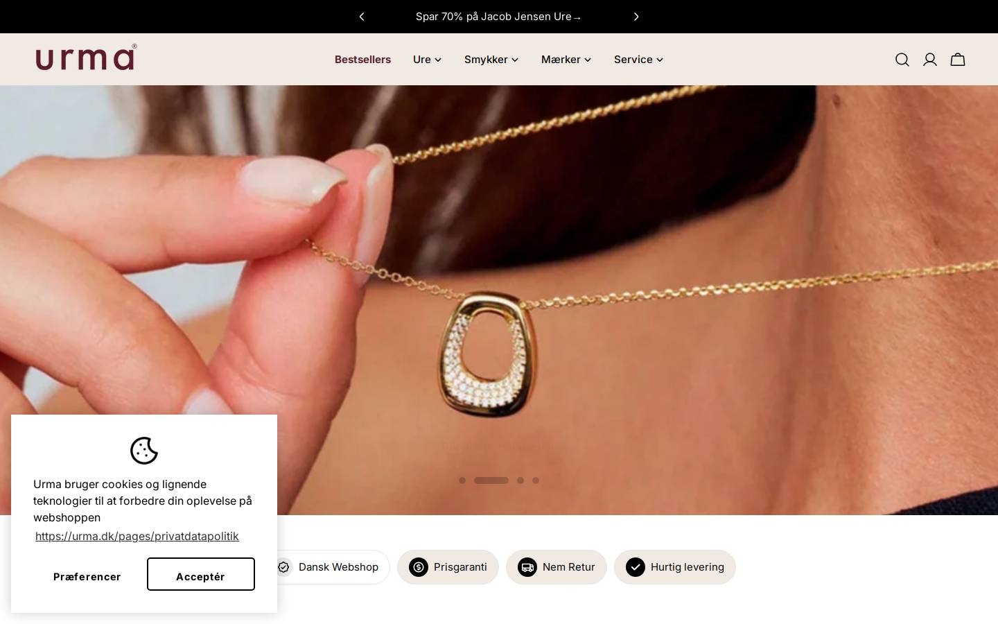 Urma - ure . smykker. reparationer homepage screenshot