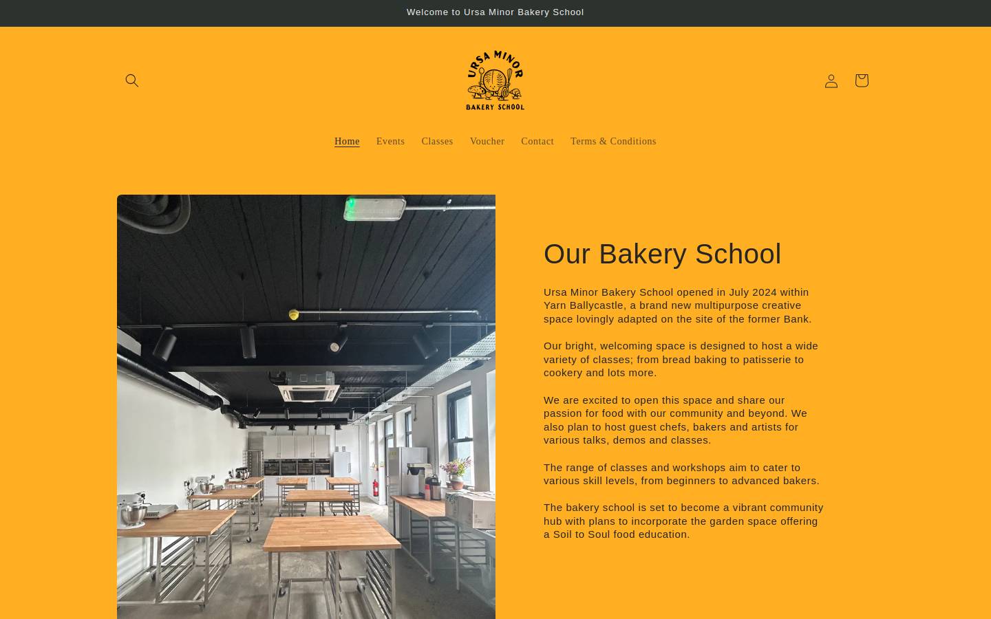 ursaminor-bakeryschool.com homepage screenshot