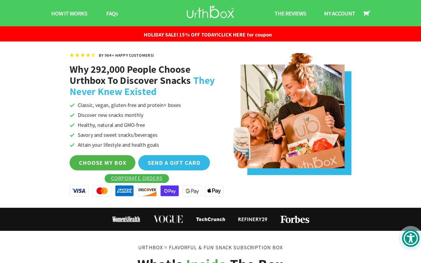 UrthBox homepage screenshot