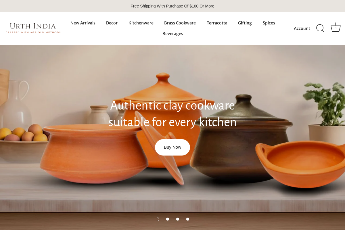 UrthIndia homepage screenshot