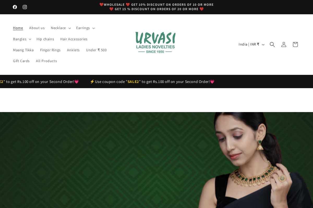 URVASI LADIES NOVELTIES homepage screenshot