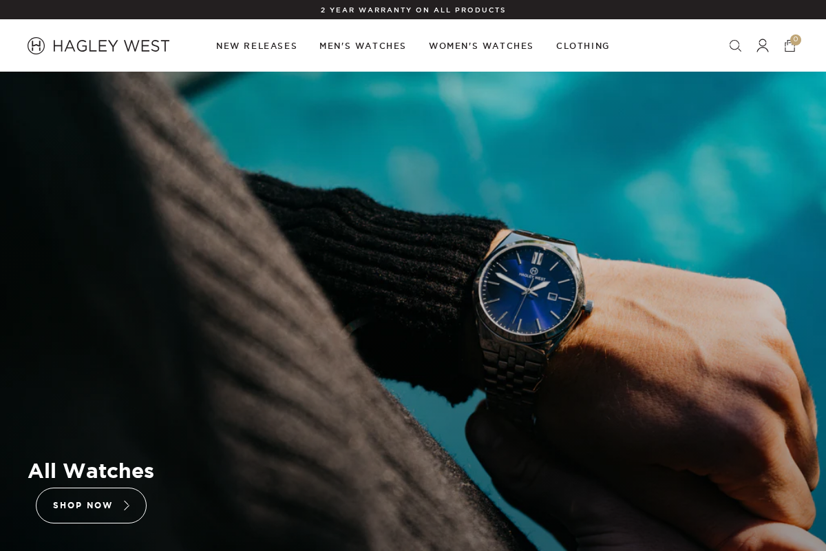 Hagley West Watches homepage screenshot