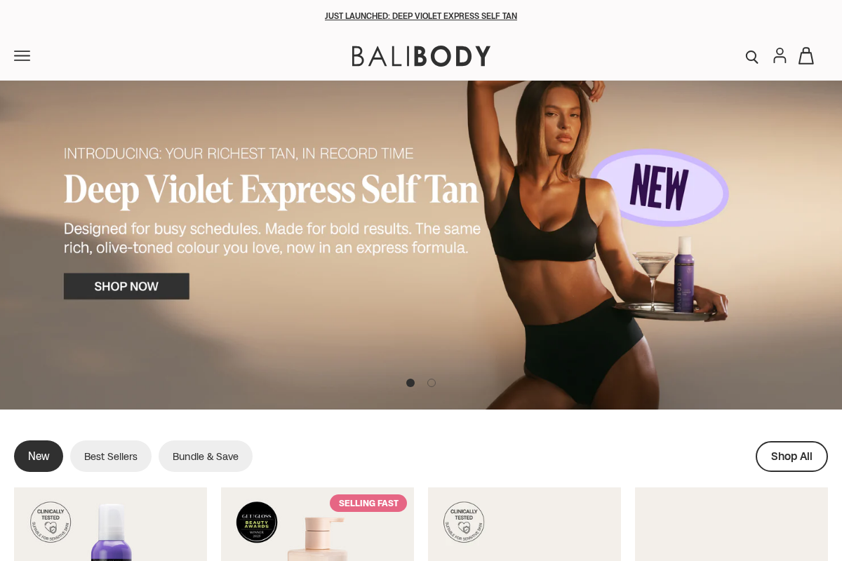 Bali Body US homepage screenshot