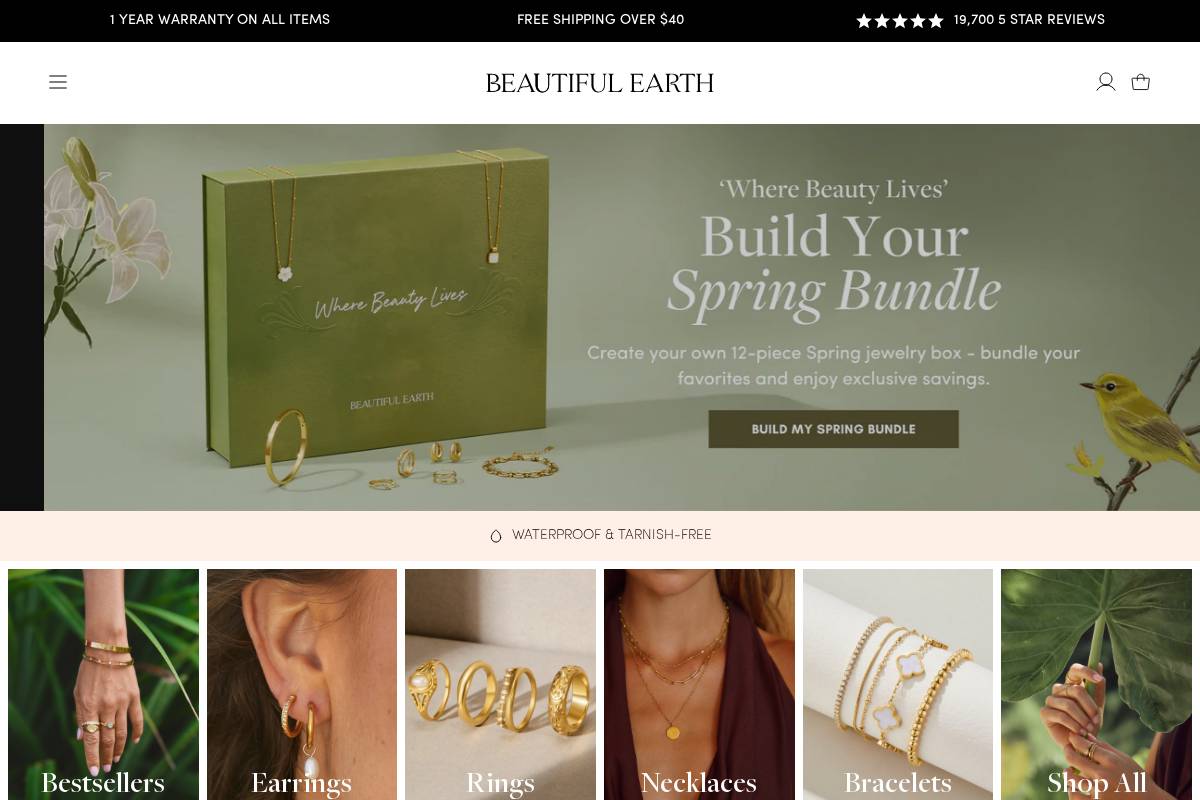 us.beautifulearthboutique.com homepage screenshot