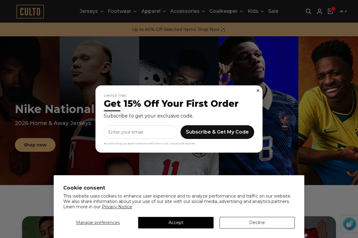 us.cultofutbol.com homepage screenshot