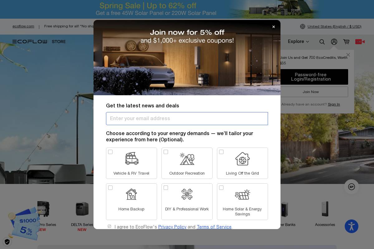 EcoFlow homepage screenshot
