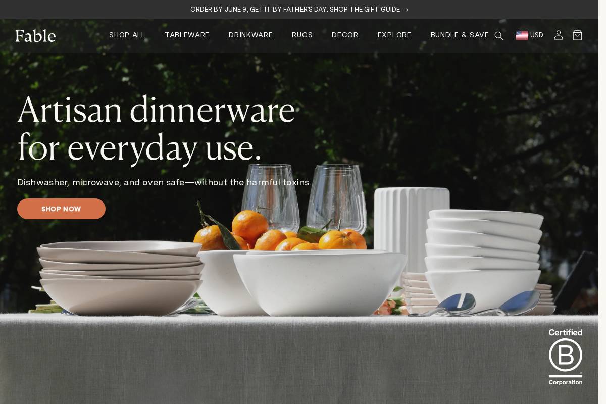 us.fable.com homepage screenshot