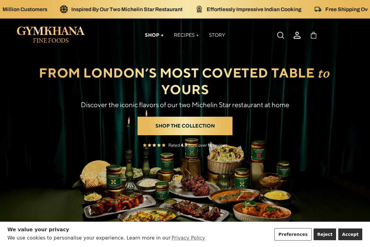 us.gymkhanafinefoods.com homepage screenshot