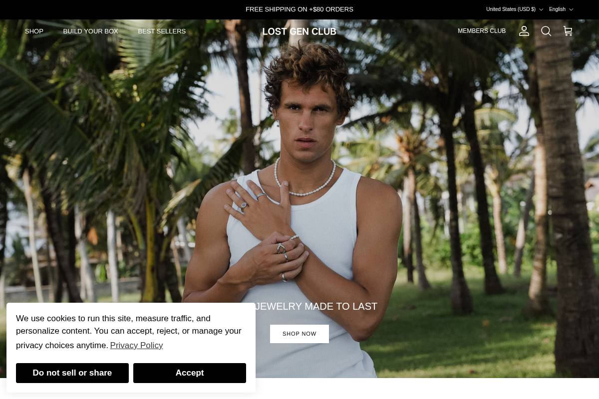 us.lostgenclub.com homepage screenshot