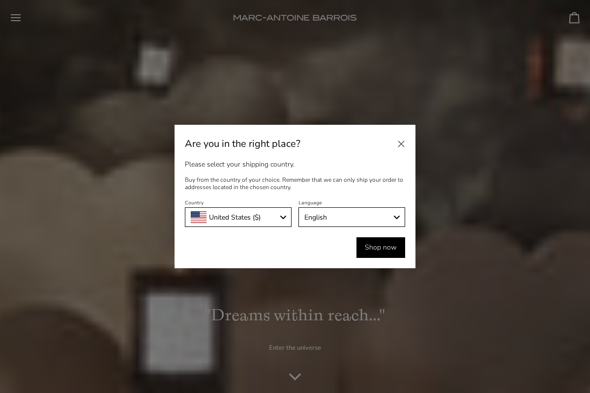 Marc-Antoine Barrois US homepage screenshot
