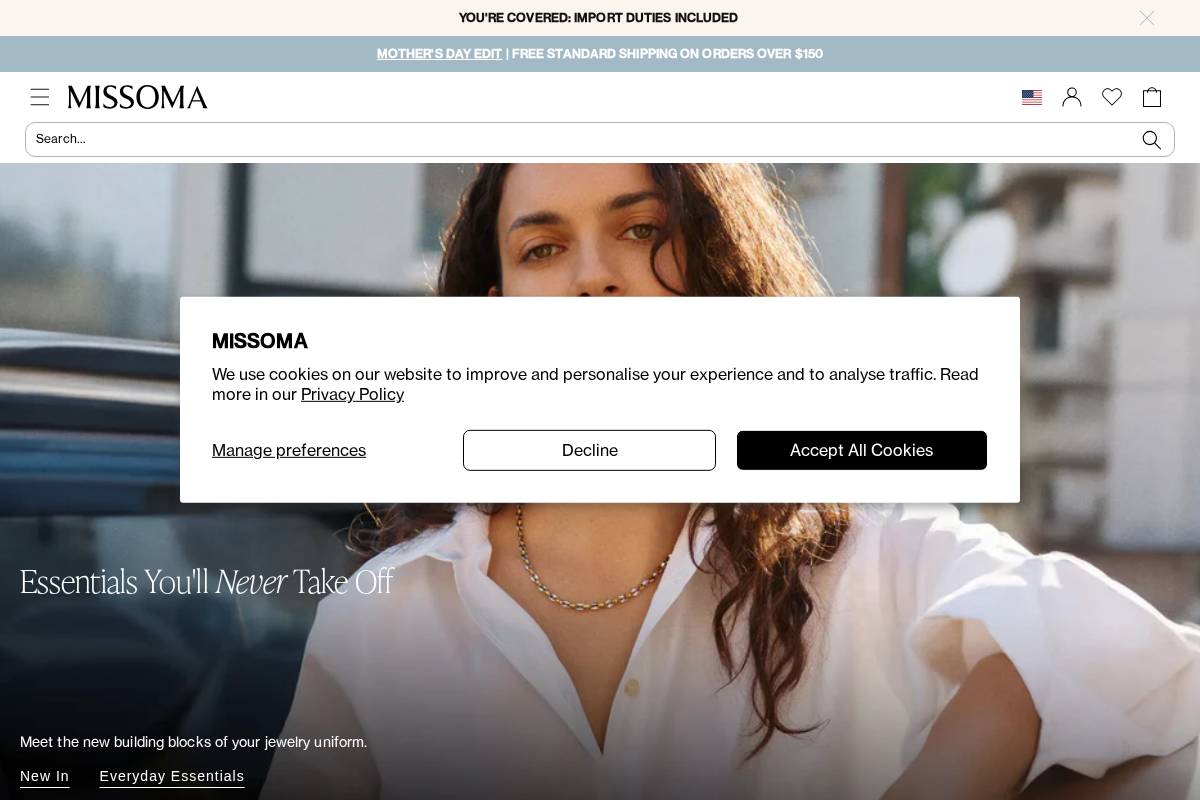us.missoma.com homepage screenshot